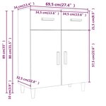 vidaXL Buffet Chêne marron 69 5x34x89 cm Bois d'ingénierie