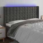 vidaXL Tête de lit à LED Gris foncé 183x16x118/128 cm Velours