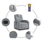 vidaXL Fauteuil de massage inclinable électrique gris clair tissu