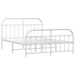 vidaXL Cadre de lit métal avec tête de lit/pied de lit blanc 140x190cm