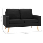 vidaXL Ensemble de canapés 2 Pièces Tissu Noir