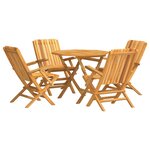 vidaXL Ensemble à manger de jardin 5 Pièces Bois de teck massif