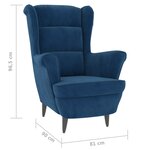 vidaXL Fauteuil bleu velours