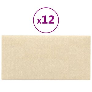 vidaXL Panneaux muraux 12 Pièces Crème 60x30 cm Tissu 2 16 m²