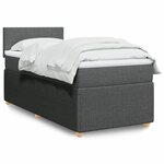 vidaXL Sommier à lattes de lit avec matelas Gris foncé 90x200 cm Tissu