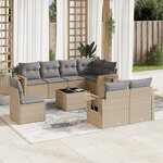 vidaXL Salon de jardin avec coussins 9 Pièces beige résine tressée