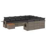 vidaXL Salon de jardin 11 Pièces avec coussins gris résine tressée