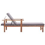 vidaXL Chaise longue et coussin Résine tressée et bois d'acacia Gris