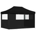 vidaXL Tente de réception pliable escamotable 3 parois latérales noir