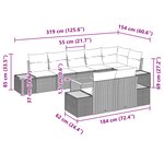 vidaXL Ensemble de Canapés de Jardin 9 pièces avec Coussins Gris Poly Rattan Acacia