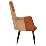 vidaXL Chaise à oreilles Marron et crème Cuir véritable