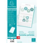 Sachet De 100 Pochettes Perforées Polypropylène Grainé 5/100e - A4 - Cristal - X 10 - Exacompta