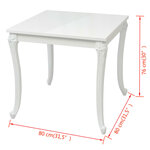 vidaXL Table à manger 80x80x76 cm blanc brillant