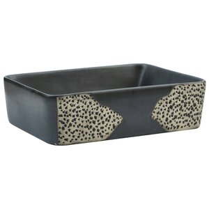 vidaXL Vasque à poser noir rectangulaire 46x35 5x13 cm céramique