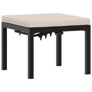 vidaXL Tabouret de jardin avec coussin noir acier enduit de poudre
