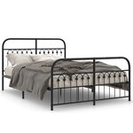 vidaXL Cadre de lit métal avec tête de lit/pied de lit noir 140x190 cm