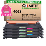 406S - 4 toners compatibles avec Samsung CLT-P406C  CLT-K406S Noir Cyan Magenta Jaune - Entreprise française