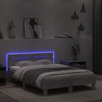 vidaXL Cadre de lit avec tête de lit et LED gris béton 135x190 cm