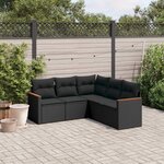 vidaXL Salon de jardin 5 Pièces avec coussins noir résine tressée