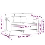 vidaXL Canapé à 2 places Crème 120 cm Velours