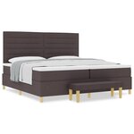 vidaXL Lit à sommier avec matelas et banc Marron Foncé 200x200 cm Tissu