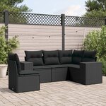 vidaXL Salon de jardin 5 Pièces avec coussins noir résine tressée