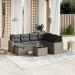 vidaXL Salon de jardin 8 Pièces avec coussins gris résine tressée