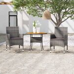 vidaXL Ensemble à manger de jardin 3 Pièces Résine tressée Gris