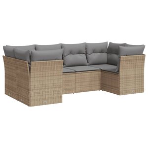 vidaXL Salon de jardin avec coussins 6 Pièces beige résine tressée