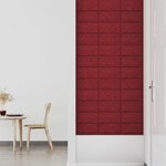 vidaXL Panneaux muraux 12 Pièces Rouge bordeaux 30x15 cm Tissu 0 54 m²