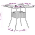 vidaXL Table de jardin beige 80x80x75 cm résine tressée et bois acacia