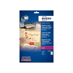 Pochette de 250 cartes de visite 85x54mm quick&clean laser mate 220g coins ar... Avery zweckform
