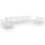 vidaXL Salon de jardin 8 Pièces Blanc Bois de pin massif