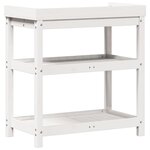 vidaXL Table de rempotage avec étagères blanc bois massif de pin