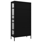 vidaXL Vitrine d'exposition Noir 90x40x180 cm Acier et verre trempé