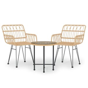 vidaXL Ensemble à manger de jardin 3 Pièces Résine tressée