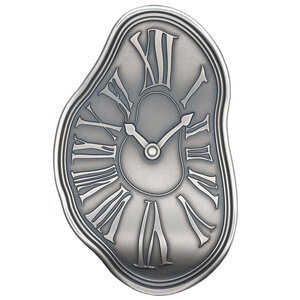 SALVADOR DALI CLOCK 1.5 Once Wave Shape Argent Monnaie 2 Dollars Niue 2024