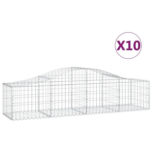 vidaXL Paniers à gabions arqués 10 Pièces 200x50x40/60 cm fer galvanisé