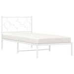 vidaXL Cadre de lit métal avec tête de lit blanc 90x200 cm