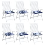 vidaXL Coussins de chaise lot de 6 rayures bleues blanches 50x50x7 cm