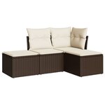 vidaXL Salon de jardin 4 Pièces avec coussins marron résine tressée