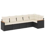 vidaXL Salon de jardin 6 Pièces avec coussins noir résine tressée