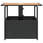 vidaXL Table de jardin avec trou de parasol noir résine tressée