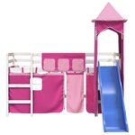 vidaXL Lit mezzanine enfants avec tour rose 90x190 cm bois pin massif