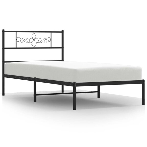 vidaXL Cadre de lit métal avec tête de lit noir 80x200 cm