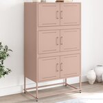 vidaXL Buffet rose 68 5x38 5x123 5 cm acier