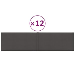 vidaXL Panneaux muraux 12 Pièces Gris foncé 60x15 cm Tissu 1 08 m²
