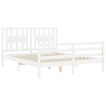 vidaXL Cadre de lit avec tête de lit blanc 160x200 cm bois massif