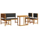 Ensemble de jardin 4 pièces en bois d'acacia avec coussins