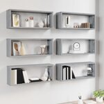 vidaXL Étagères murales cube 6 Pièces Sonoma gris 60x15x23 cm Bois